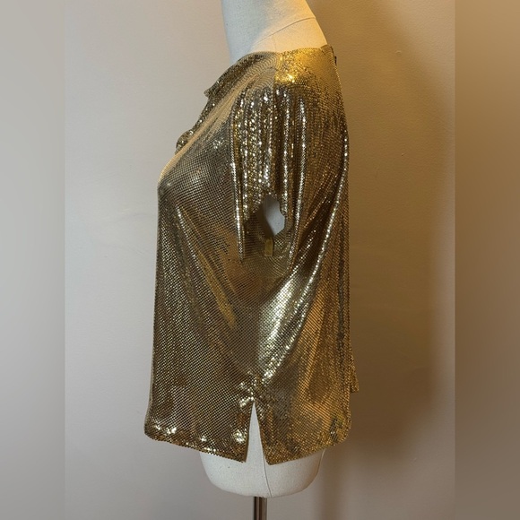 WHITING & DAVIS METAL MESH COWL DRAPE SHIRT - size M - Picture 4 of 8